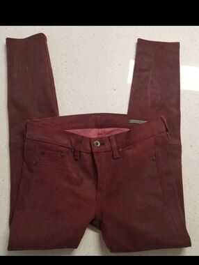 Rag & Bone 100% Lamb Leather Wine Color Sz.25 Womens Pants